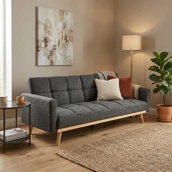 DecHome Divano Letto 3 Posti Moderno in Tessuto Dimensioni 213x84x84 cm colore Graphite - Cocoon