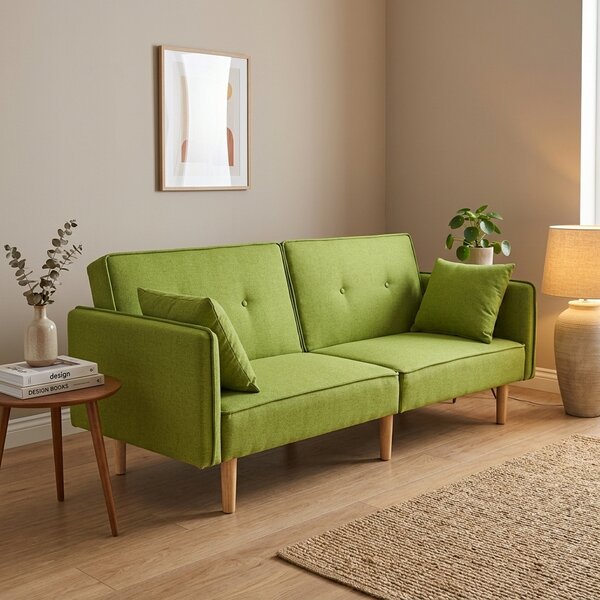 DecHome Divano Letto 2 Posti Moderno in Tessuto Dimensioni 187x91x83 cm colore Verde - Relaxa