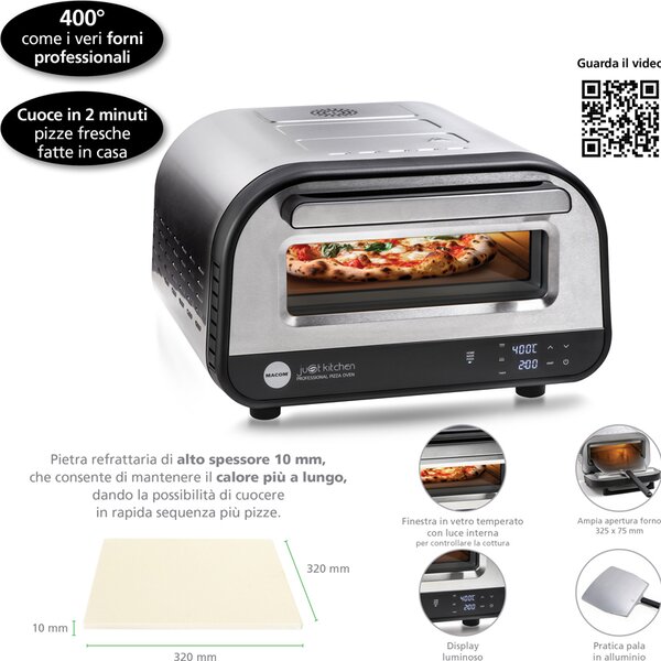 MACOM Forno Pizza Potenza 1700W Temperatura max 400 32 cm colore Inox/Nero - 884