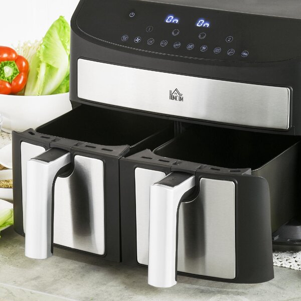 DecHome Friggitrice ad Aria 8 Litri con Timer e Temperatura Regolabile in Acciaio e Plastica 38.8Lx36.3x31.1 cm colore Nero - 0BKJ10F57