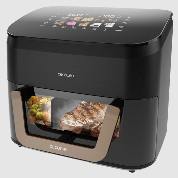 Cecotec Friggitrice ad Aria Capacit 11 Litri Potenza 2900 Watt Convertibile a Doppio Cestello con Parete Divisoria colore Nero - Cecofry&Grill Smo