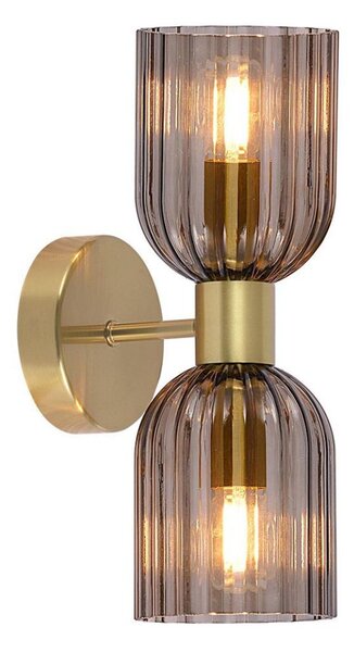 Lampada da parete PIEGA 2xE14/10W/230V ottone/nero fumé