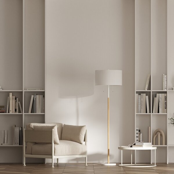 Lampada da terra FOGO 2xE27/15W/230V bianco/beige