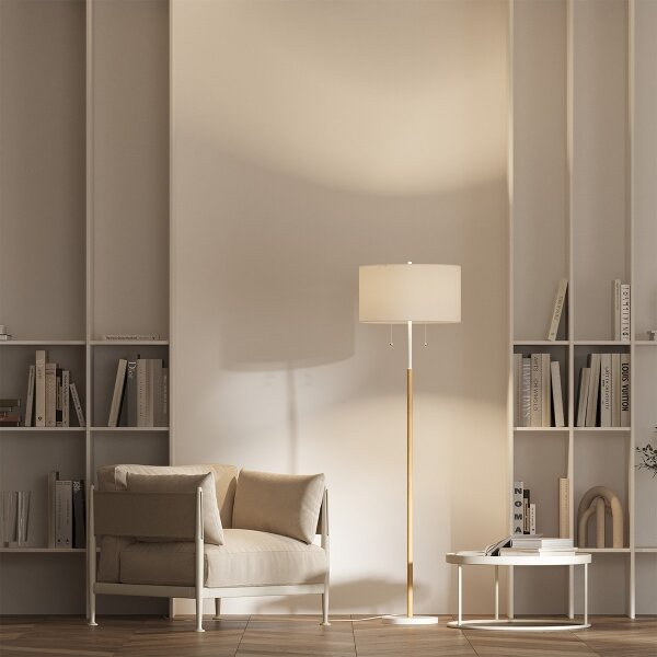 Lampada da terra FOGO 2xE27/15W/230V bianco/beige