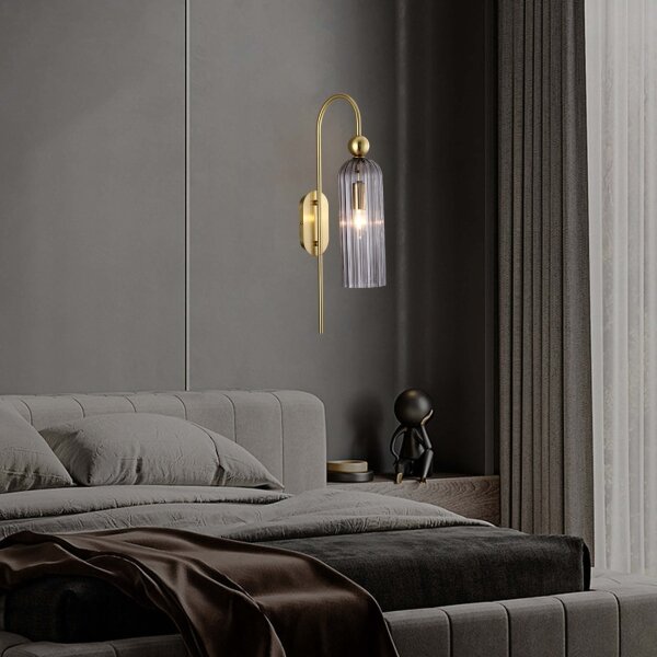Applique da parete PIEGA 1xE14/40W/230V ottone/nero fumé