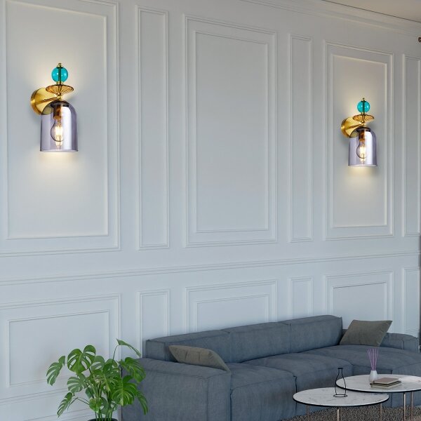 Lampada da parete TROPEA 1xE27/15W/230V oro/blu/beige fumé/grigio