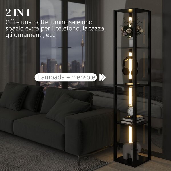 DecHome Lampada da Terra con 4 Ripiani 3 Luminosit Regolabili e Interruttore a Pedale 29x29x163 cm colore Nero