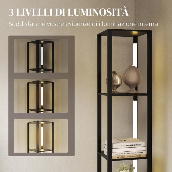 DecHome Lampada da Terra con 4 Ripiani 3 Luminosit Regolabili e Interruttore a Pedale 29x29x163 cm colore Nero