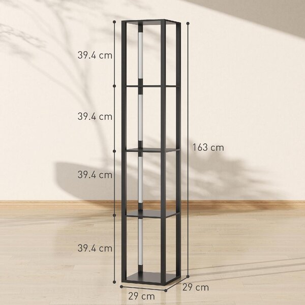 DecHome Lampada da Terra con 4 Ripiani 3 Luminosit Regolabili e Interruttore a Pedale 29x29x163 cm colore Nero