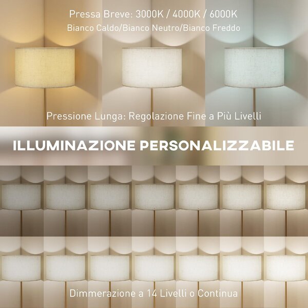 DecHome Lampada da Terra con Telecomando e Luminosit Regolabile 3000K-6000K, Paralume in Tessuto colore Oro