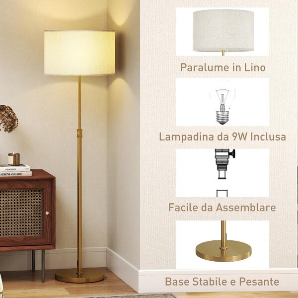 DecHome Lampada da Terra con Telecomando e Luminosit Regolabile 3000K-6000K, Paralume in Tessuto colore Oro