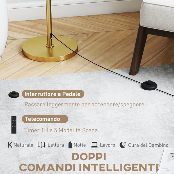 DecHome Lampada da Terra con Telecomando e Luminosit Regolabile 3000K-6000K, Paralume in Tessuto colore Oro