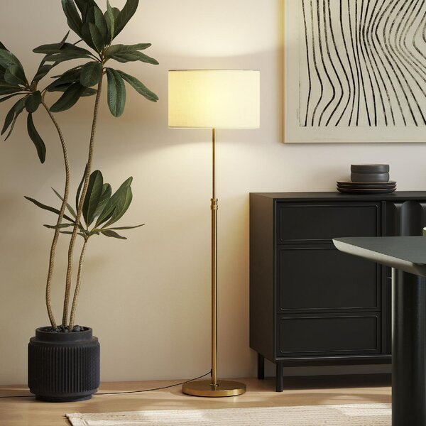 DecHome Lampada da Terra con Telecomando e Luminosit Regolabile 3000K-6000K, Paralume in Tessuto colore Oro