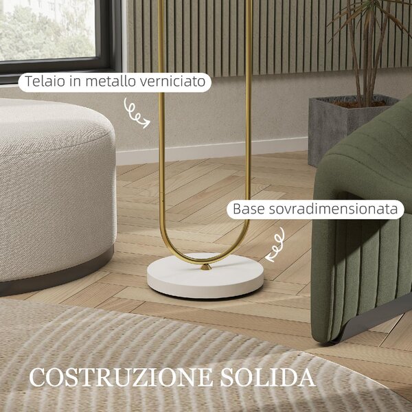 DecHome Lampada da Terra Moderna con Paralume in Tessuto Doppio Tubo Metallico e Interruttore a Pedale colore Oro