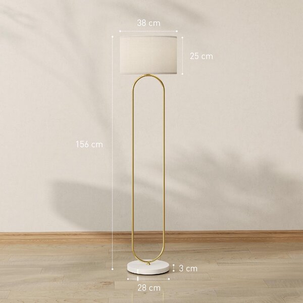 DecHome Lampada da Terra Moderna con Paralume in Tessuto Doppio Tubo Metallico e Interruttore a Pedale colore Oro