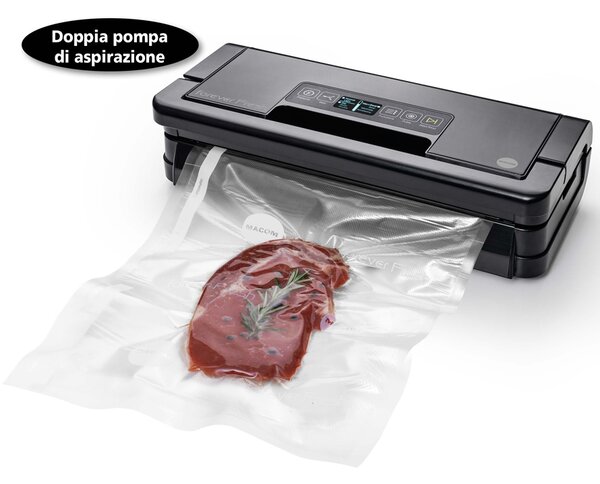 MACOM Macchina Sottovuoto Professionale Doppia Barra Saldante Potenza 130 Watt Display LCD - VAC8090 Forever Fresh