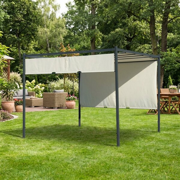 NBrand Pergola da Esterno in Acciaio/Poliestere Dimensioni 3x3 mt colore Ecr - Itaca