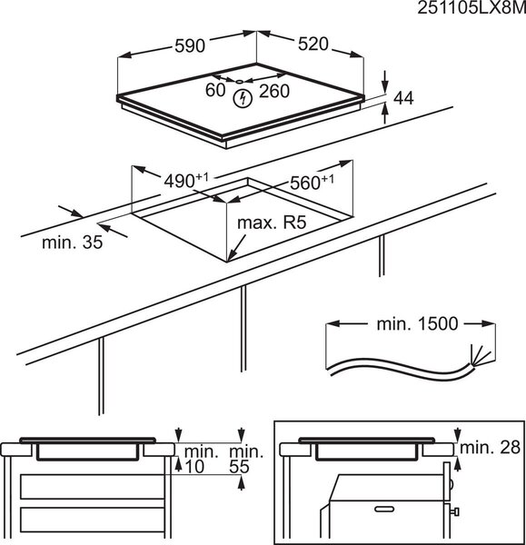 Electrolux Piano Cottura 4 Fuochi a Induzione 60 cm in Vetroceramica colore Nero - EIV64453