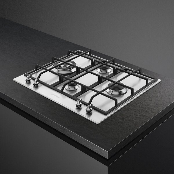 Smeg Piano Cottura 4 Fuochi a Gas Larghezza 60 cm (1 Bruciatore Wok) in Acciaio Inox colore Inox - PX364L