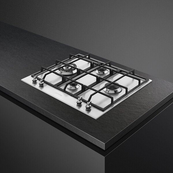 Smeg Piano Cottura 4 Fuochi a Gas Larghezza 60 cm (1 Bruciatore Wok) in Acciaio Inox colore Inox - PX364L