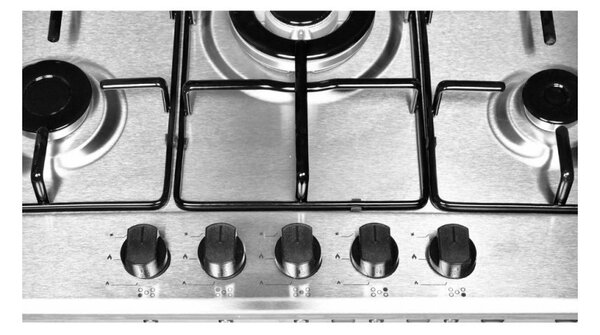 Samet Piano Cottura 5 Fuochi a Gas Larghezza 70 cm (1 Bruciatore Wok) in Acciaio Inox colore Inox - ERCOLE70