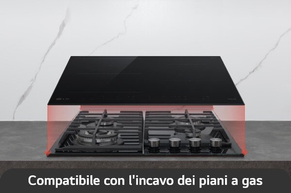 Lg Piano Cottura a Induzione 4 Fuochi Larghezza 59 cm in Vetroceramica colore Nero - CI7Z2438BA.CBKQEUR