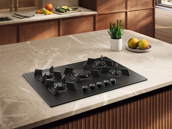 Electrolux Piano Cottura a Gas 5 Fuochi a Gas Larghezza 75 cm in Vetro colore Nero - KGG753723L