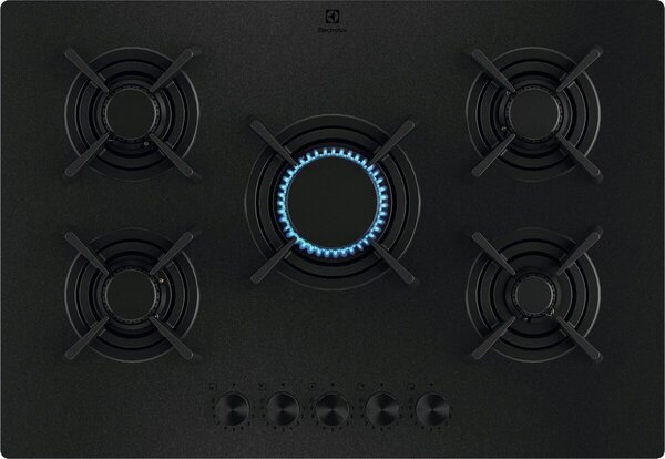 Electrolux Piano Cottura a Gas 5 Fuochi a Gas Larghezza 75 cm in Vetro colore Nero - KGG753723L
