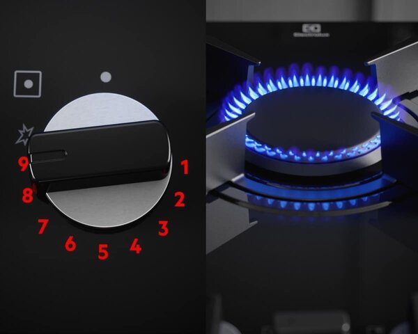Electrolux Piano Cottura a Gas 5 Fuochi a Gas Larghezza 75 cm in Vetro colore Nero - KGG753723L