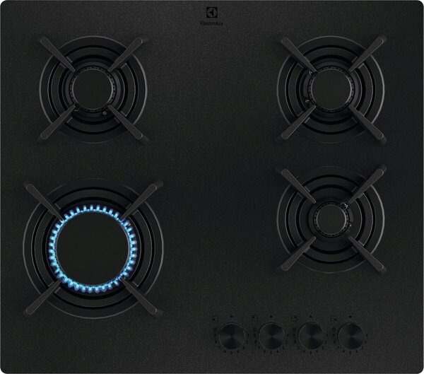 Electrolux Piano Cottura a Gas 4 Fuochi a Gas Larghezza 60 cm in Vetro colore Nero - KGG643723L