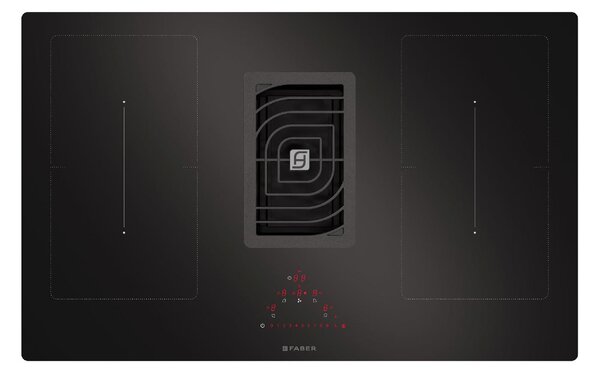 Faber Piano Cottura a Induzione con Cappa Integrata 4 Fuochi Larghezza 83 cm in Vetro colore Nero - Galileo Smart BK F830 +