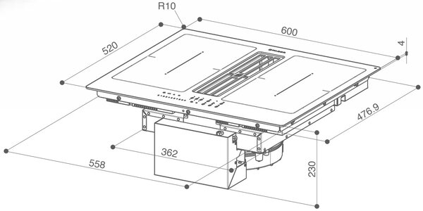 Faber Piano Cottura a Induzione con Cappa Integrata 4 Fuochi Larghezza 60 cm in Vetro colore Nero - Galileo Smart BK A600