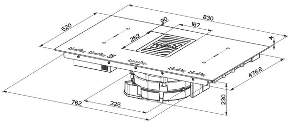 Faber Piano Cottura a Induzione con Cappa Integrata 4 Fuochi Larghezza 83 cm in Vetro colore Nero - Galileo BK Glass NG A830