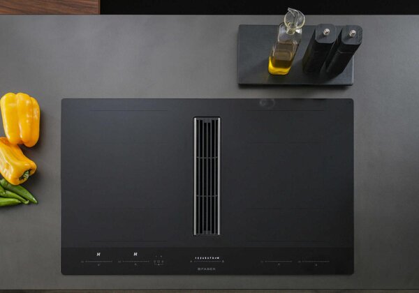 Faber Piano Cottura a Induzione con Cappa Integrata 4 Fuochi Larghezza 83 cm in Vetro colore Nero - GALILEO STRIPES F830