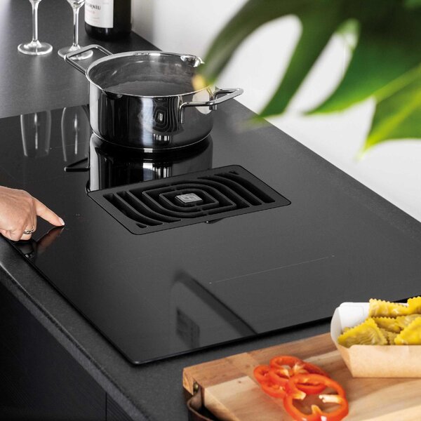 Faber Piano Cottura a Induzione con Cappa Integrata 4 Fuochi Larghezza 83 cm in Vetro colore Nero - Galileo Smart BK F830 +