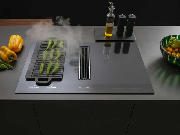 Faber Piano Cottura a Induzione con Cappa Integrata 4 Fuochi Larghezza 83 cm in Vetro colore Nero - GALILEO STRIPES F830