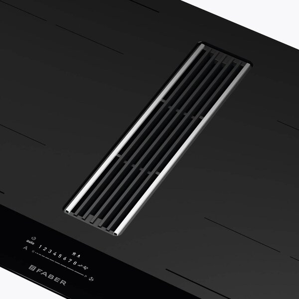 Faber Piano Cottura a Induzione con Cappa Integrata 4 Fuochi Larghezza 83 cm in Vetro colore Nero - GALILEO STRIPES F830