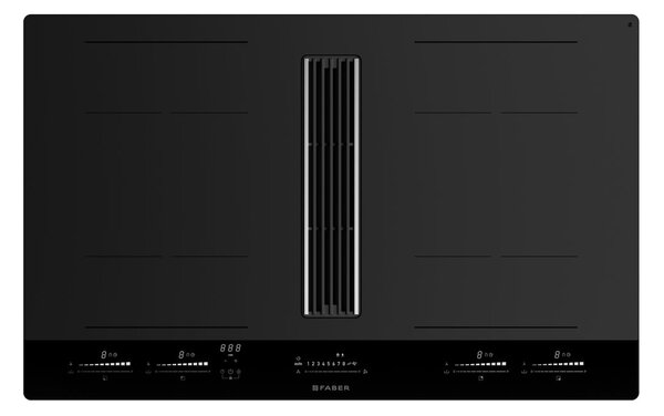 Faber Piano Cottura a Induzione con Cappa Integrata 4 Fuochi Larghezza 83 cm in Vetro colore Nero - GALILEO STRIPES F830