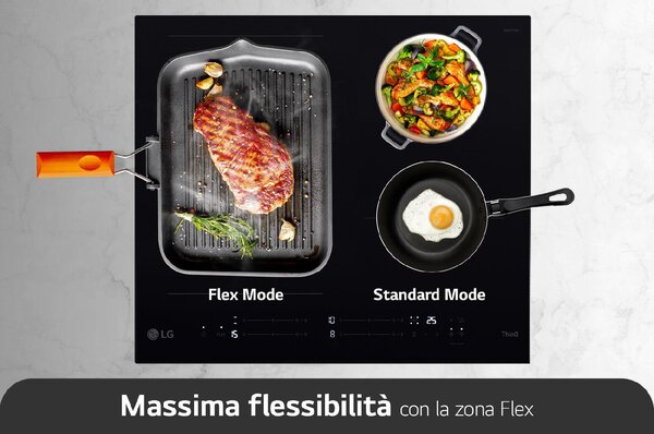 Lg Piano Cottura Induzione 4 Fuochi Larghezza 80 cm in Vetroceramica colore Nero - CI7Z3035BA