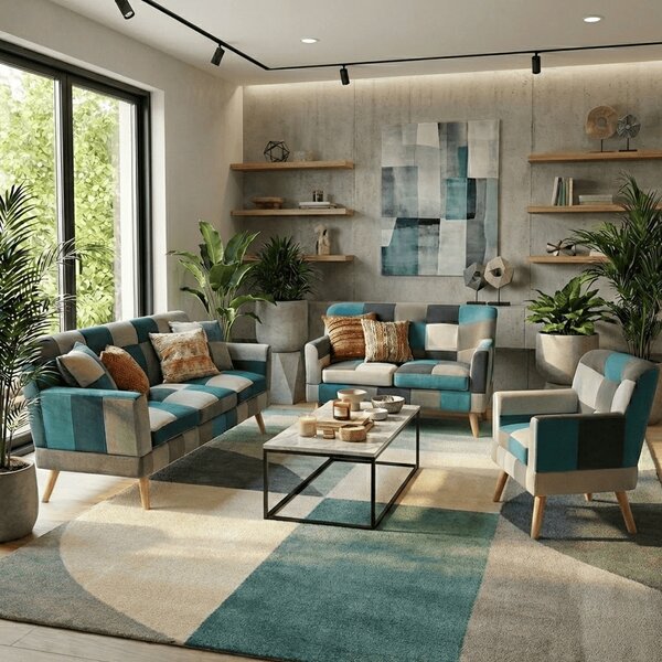 Buybuy Poltrona in Stoffa stile Patchwork Dimensioni 73x72x78 cm colore Patchwork - Inverno