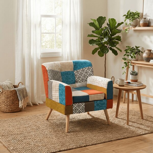 Buybuy Poltrona in Stoffa stile patchwork Dimensioni 73x72x78 cm colore Patchwork - Primavera
