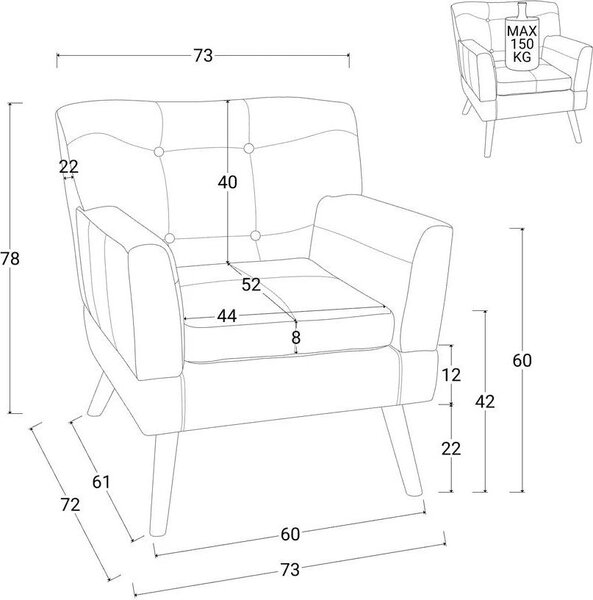 Buybuy Poltrona in Stoffa stile Patchwork Dimensioni 73x72x78 cm colore Patchwork - Inverno