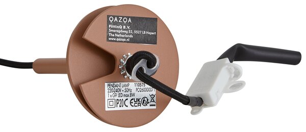 Lampada a sospensione moderna color Moka con piastra a soffitto integrata - Chuba