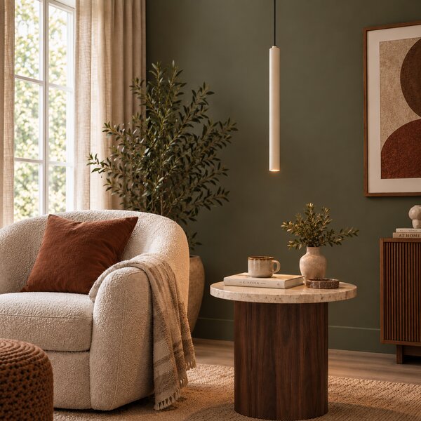 Lampada a sospensione moderna beige con rosone integrato - Chuba