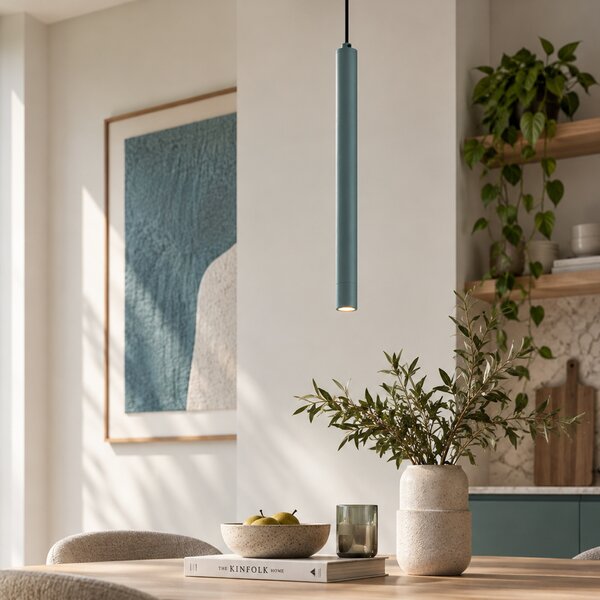 Lampada a sospensione moderna blu con piastra a soffitto integrata - Chuba