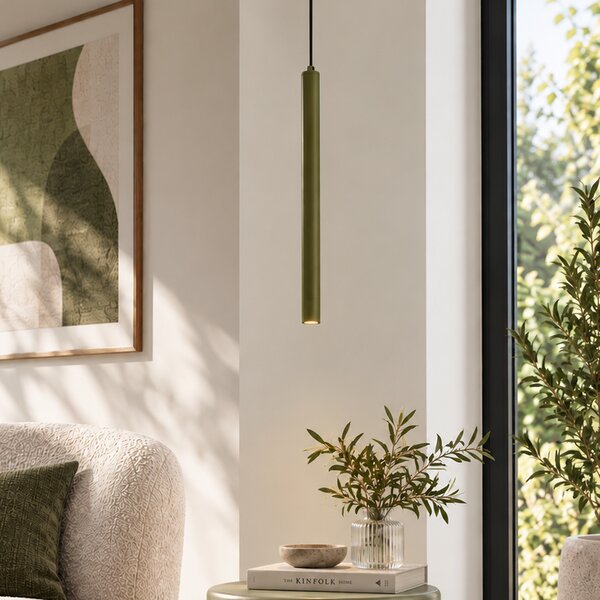 Lampada a sospensione moderna verde con piastra a soffitto integrata - Chuba