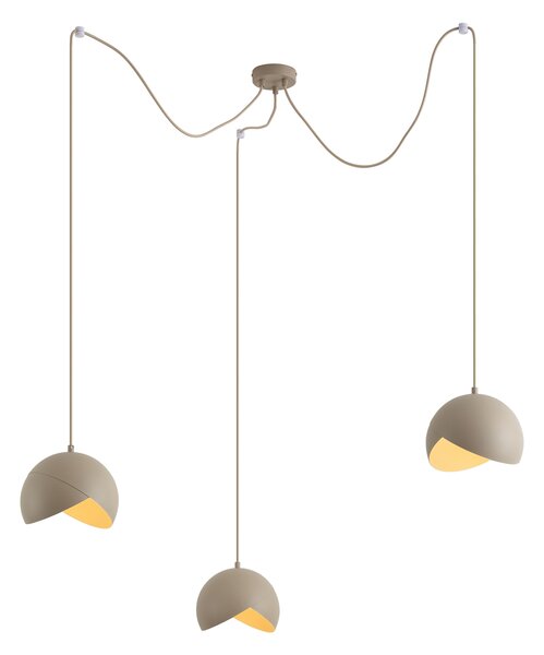 Lampada a sospensione di design beige con vetro opalino a 3 luci - Tulip