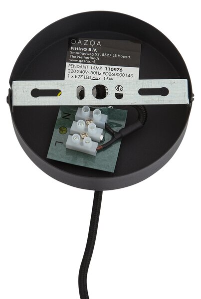 Lampada a sospensione Japandi Nera con paralume in lino bianco 50 cm - Rieu