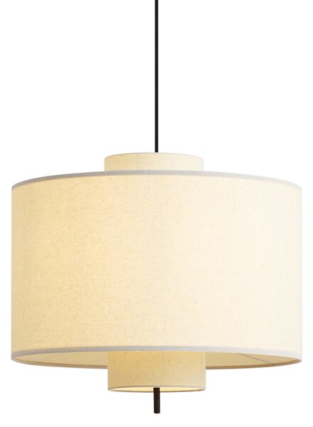 Lampada a sospensione Japandi Nera con paralume in lino bianco 50 cm - Rieu