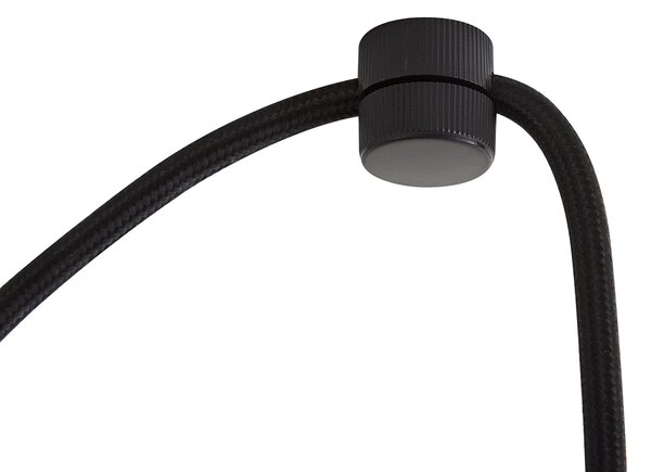Lampada a sospensione di design Nera con paralume effetto legno e vetro opale 3 luci - Tulip